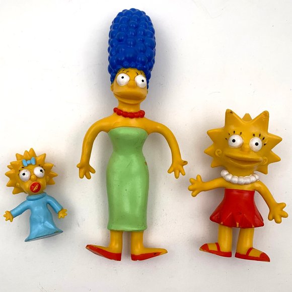 The Simpsons Other - Vintage The Simpsons Bendable Action Figures Jesco - Lisa Maggie Marge